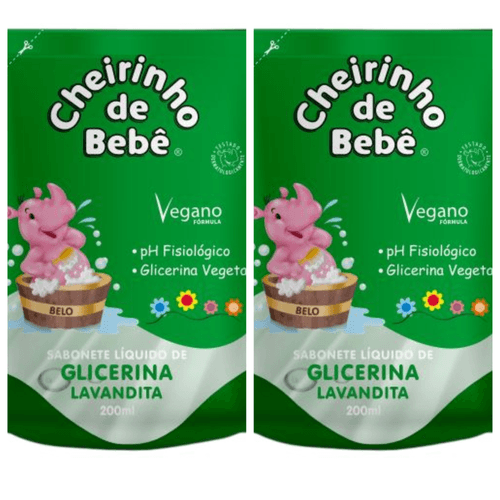 Kit c/2 Sabonetes Liquido Infantil Cheirinho Bebê Refil 200ml Lavanda Kit c/2 Sabonetes Liquido Infantil Cheirinho Bebê Refil 200ml Lavanda
