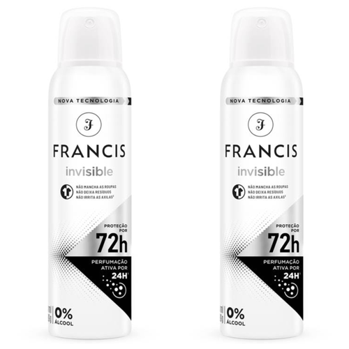 Kit c/2 Unidades de Desodorante Aero Francis 150ml Clássico Preto Kit c/2 Unidades de Desodorante Aero Francis 150ml Clássico Preto