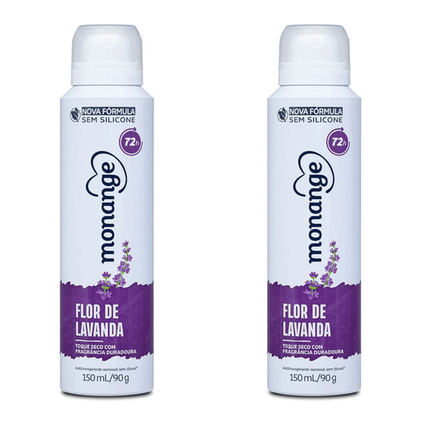 Kit c/2 Unidades de Desodorante Aerosol Monange 90g Flor De Lavanda