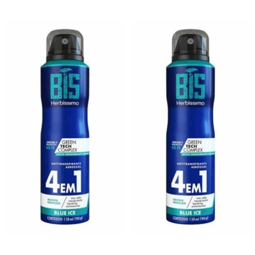 Kit c/2 Unidades de Desodorante Aerosol Herbissimo 150ml Blue Ice Kit c/2 Unidades de Desodorante Aerosol Herbissimo 150ml Blue Ice