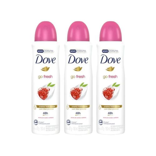 Kit c/3 Unidades de Desodorante Aerosol Dove Go Fresh Romã e Verbena Feminino 48h