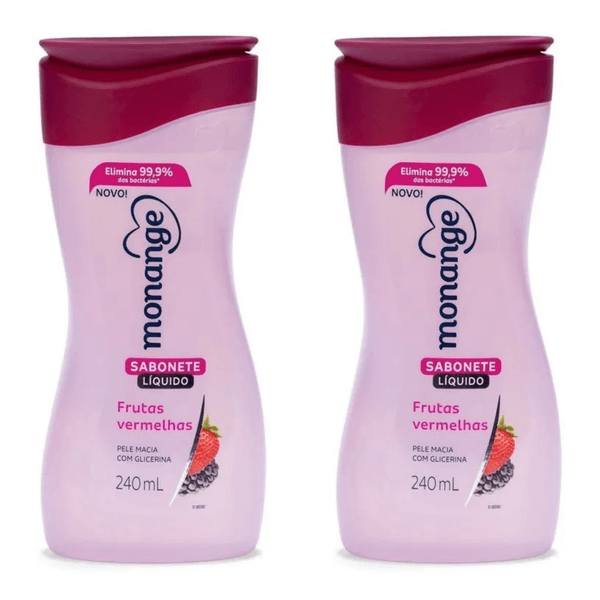 Kit c/2 Sabonetes Liquido Monange 240ml Frutas Vermelhas