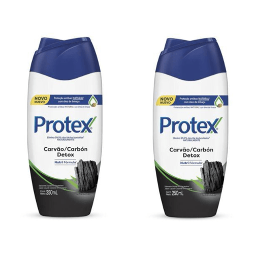 Kit c/2 Sabonetes Líquido Protex 250ml Carvão Detox Kit c/2 Sabonetes Líquido Protex 250ml Carvão Detox