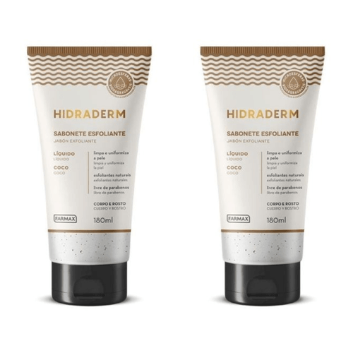 Kit c/2 Sabonetes Líquido Hidraderm Esfoliante 180ml Coco Kit c/2 Sabonetes Líquido Hidraderm Esfoliante 180ml Coco