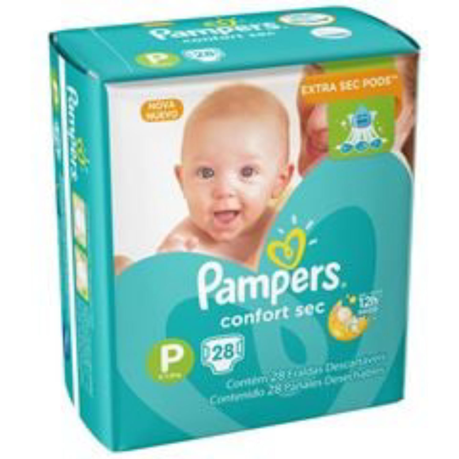 Kit 9 Fraldas Confortsec ”P” Pampers Simples c/28 Unidades cada cada