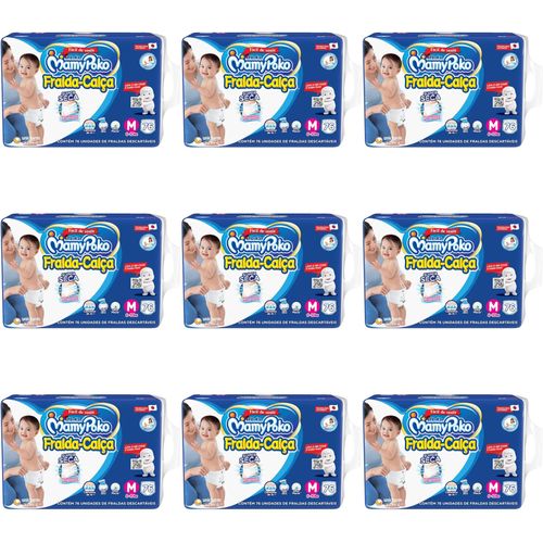 Kit 9 Fraldas Calça Mamypoko Super Seca M c/76 Unidades cada