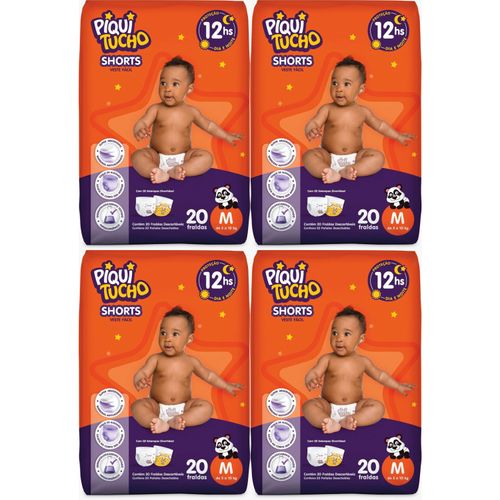 Kit 4 Fraldas Shorts Piquitucho Jumbinho (M) 20 Unidades cada Kit 4 Fraldas Shorts Piquitucho Jumbinho (M) 20 Unidades cada
