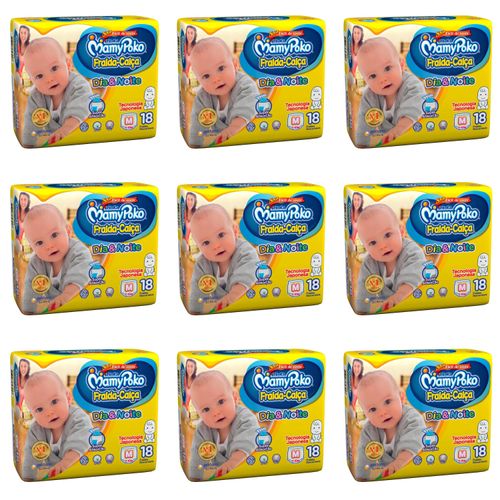 Kit 9 Fraldas Calca Mamypoko Dia e Noite Tamanho Médio 18 Unidades cada Kit 9 Fraldas Calca Mamypoko Dia e Noite Tamanho Médio 18 Unidades cada