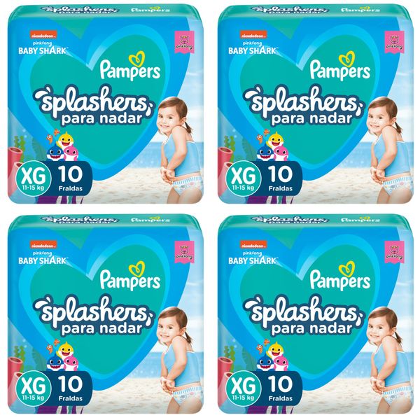 Kit 4 Fraldas Pampers Splashers G/Xg c/10 Unidades cada