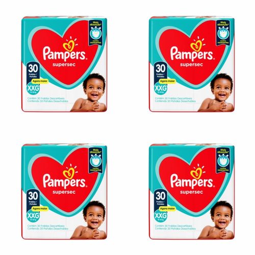 Kit 4 Fraldas Pampers Ss Xxg c/30 Unidades cada Kit 4 Fraldas Pampers Ss Xxg c/30 Unidades cada