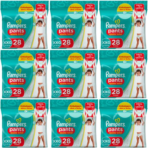 Kit 9 Fraldas Confortsec Pants ”Xxg” Pampers Simples c/28 Unidades cada
