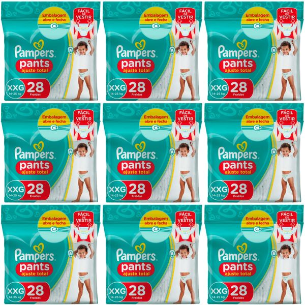 Kit 9 Fraldas Confortsec Pants ”Xxg” Pampers Simples c/28 Unidades cada