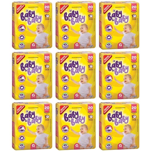 Kit 9 Fraldas Baby&Baby Econômica (G) c/20 Unidades cada Kit 9 Fraldas Baby&Baby Econômica (G) c/20 Unidades cada