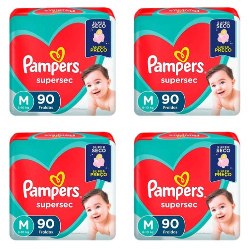 Kit 4 Fraldas Pampers S/Sec Giga M c/90 Unidades cada Kit 4 Fraldas Pampers S/Sec Giga M c/90 Unidades cada