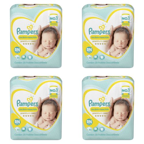 Kit 4 Fraldas Recem Nascido ”Rn” Pampers Simples c/20 Unidades cada Kit 4 Fraldas Recem Nascido ”Rn” Pampers Simples c/20 Unidades cada