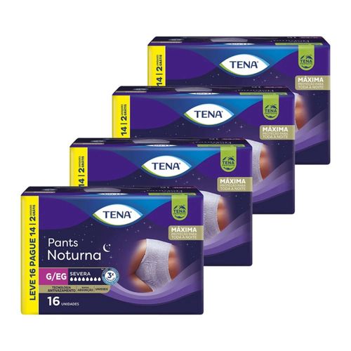 Kit 4 Fraldas Adulto Tena Pants Noturna G/Eg 16 Unidades cada Kit 4 Fraldas Adulto Tena Pants Noturna G/Eg 16 Unidades cada