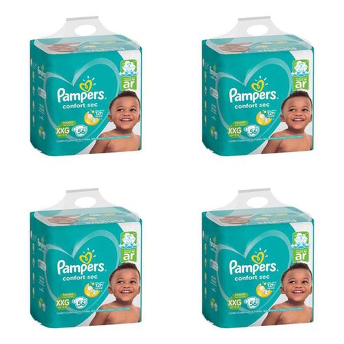 Kit 4 Fraldas Pampers Confort Sec Xxg 56 Unidades cada