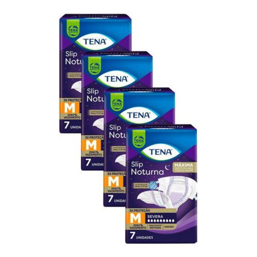 Kit 4 Fraldas Geriátrica Tena Slip Noturna Tamanho M 7 Unidades cada Kit 4 Fraldas Geriátrica Tena Slip Noturna Tamanho M 7 Unidades cada
