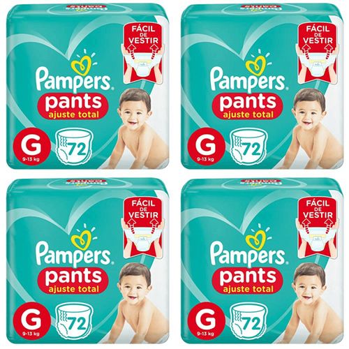 Kit 4 Fraldas Confortsec Pants Bag ”G” Pampers Simples c/72 Unidades cada