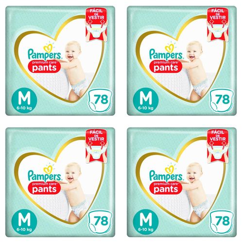 Kit 4 Fraldas Pampers c/ Pants Top M c/78 Unidades cada