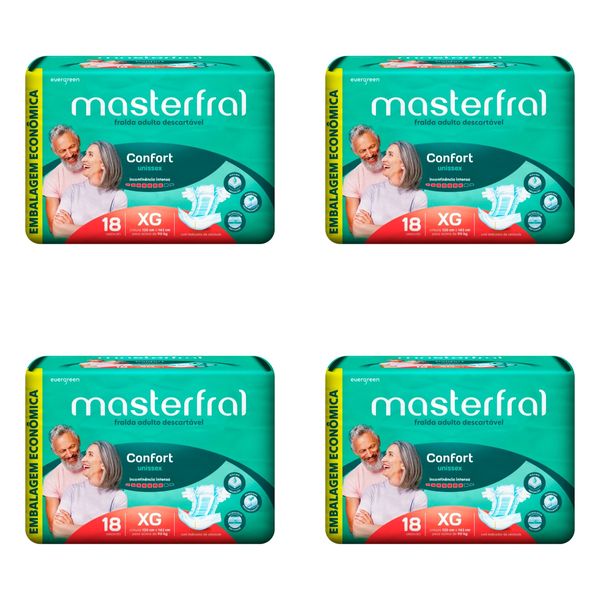 Kit 4 Fraldas Masterfral Confort Eco Xg 18 Unidades cada