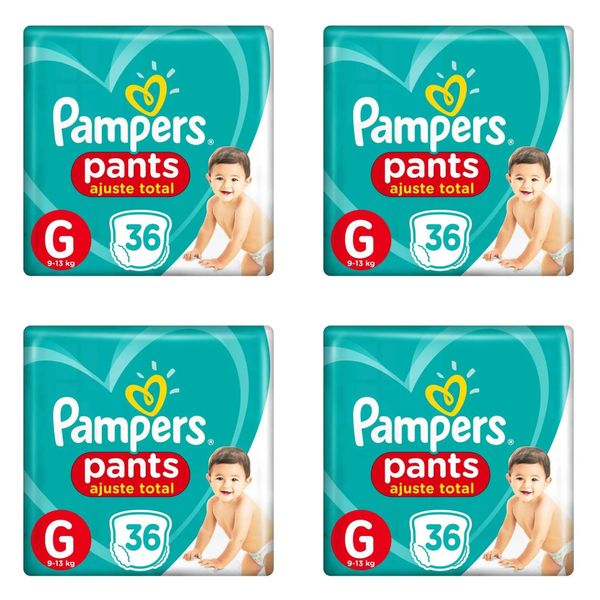 Kit 4 Fraldas Confortsec Pants ”G” Pampers Simples c/36 Unidades cada