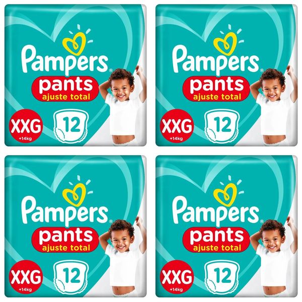 Kit 4 Fraldas Confortsec Pants ”Xxg” Pampers Simples c/12 Unidades cada