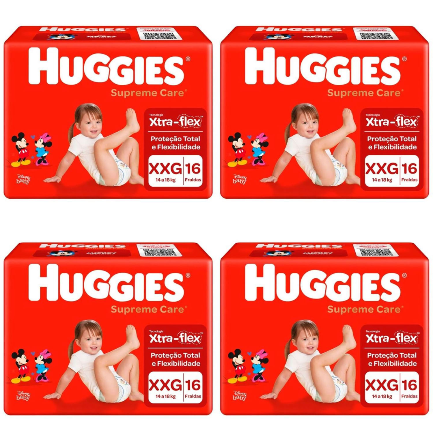 Kit 4 Fraldas Huggies Supreme Care Jumbo Xxg 16 Unidades cada