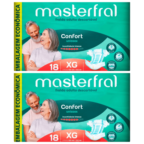 Kit 2 Fraldas Masterfral Confort Eco Xg 18 Unidades cada Kit 2 Fraldas Masterfral Confort Eco Xg 18 Unidades cada