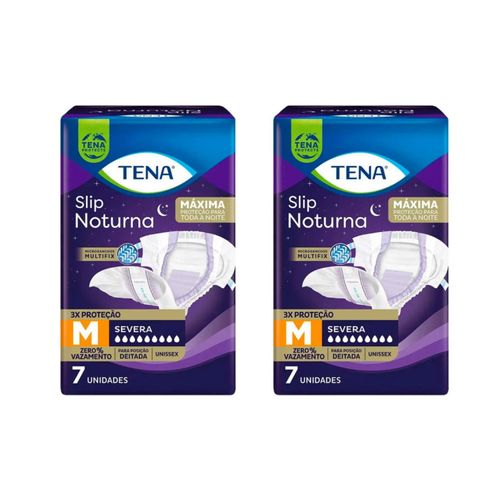 Kit 2 Fraldas Adulto Tena Slip Noturna M 7 Unidades cada