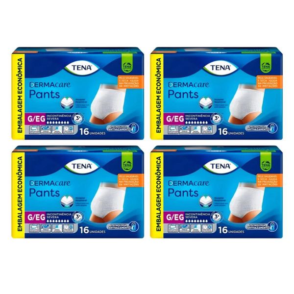 Kit 2 Fraldas Adulto Tena Pants Dermacare Mega G/Eg 16 Unidades cada