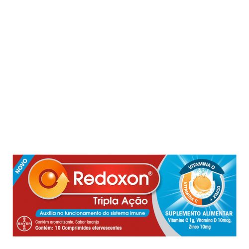 Vitamina C Redoxon Tripla Ação Sabor Laranja 10 Comprimidos Efervecentes