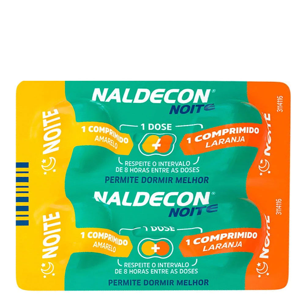 Antigripal Naldecon Noite 800mg + 20mg + 4mg 4 comprimidos