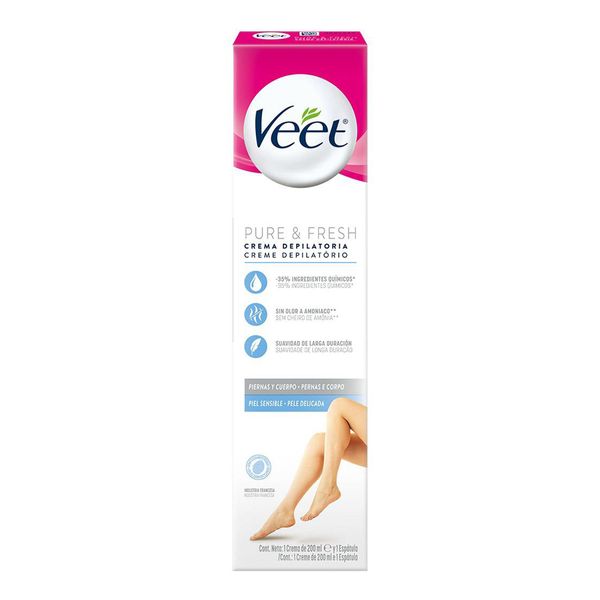 Creme Depilatório Corporal Veet Pure & Fresh Peles Delicadas 200ml