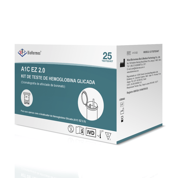 Tiras Hemoglobina Glicada BioHermes - Caixa 25 Unidades