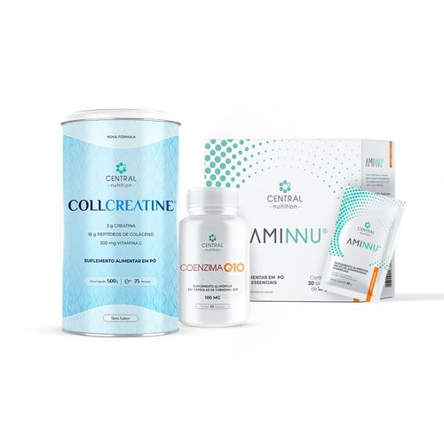 Kit Performance e Força (AMINNU® Tangerina + COLLCREATINE® Sem Sabor + COENZIMA Q10 100mg)