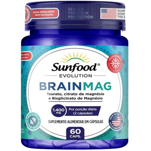 BRAINMAG MAGNESIO CITRATO TAURATO BIGLICINATO  60 CAPS. SUNFOOD EVOLUTION