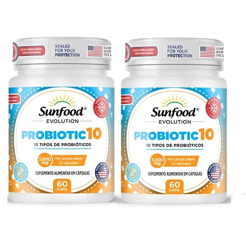 KIT 02 PROBIOTIC 10 60 CAPSULAS SUNFOOD EVOLUTION
