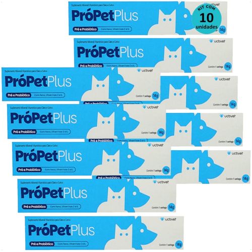 PRÓPET PLUS 14G PRÉ E PROBIÓTICO PARA CÃES E GATOS UCBVET KIT COM 10