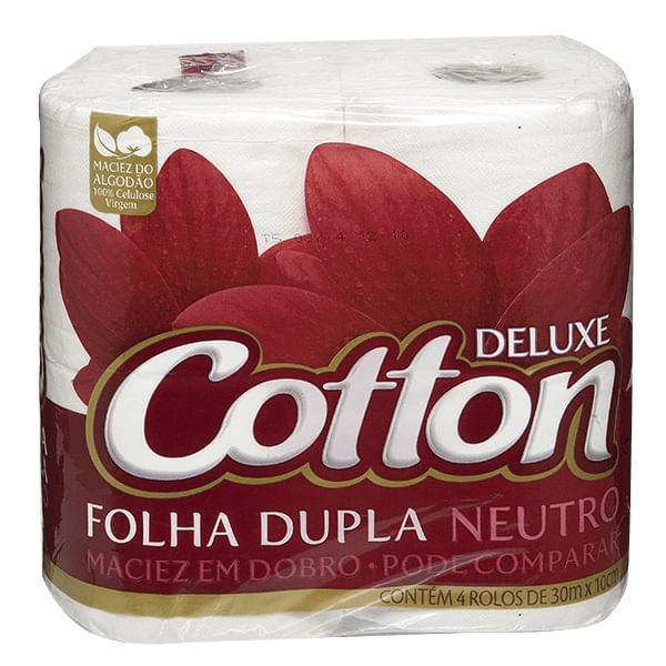 Papel Higiênico Cotton Folha Dupla Neutro 4 Unidades