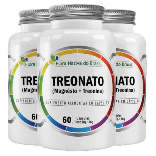 Kit 3x Treonato De Magnésio Treonato  Flora Nativa 180 Caps