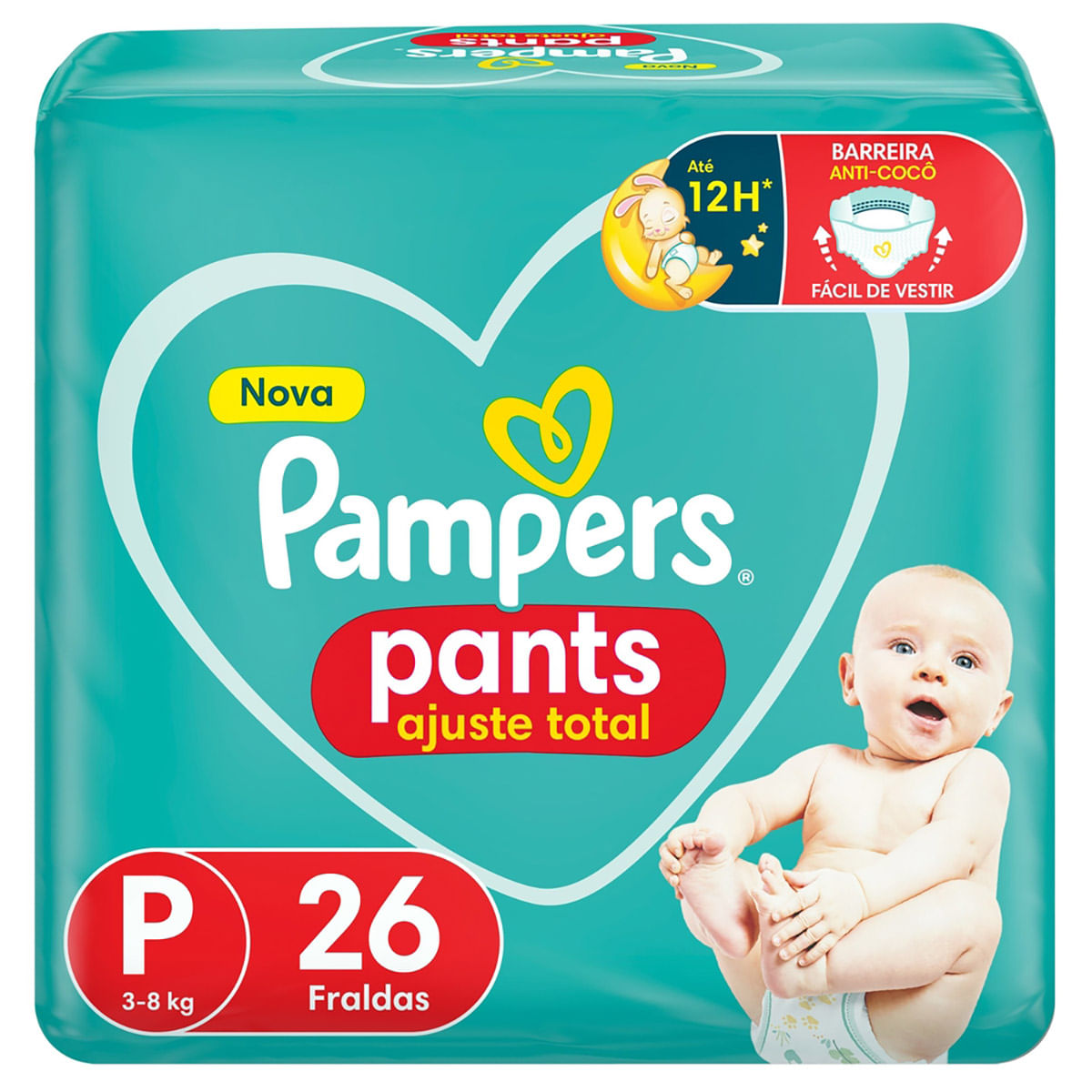 Fralda Pampers Pants Ajuste Total Roupinha P 26 unidades
