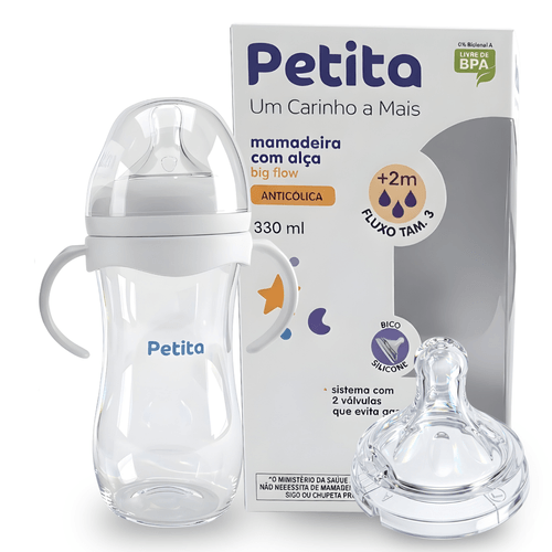 Mamadeira 330ml Com Alças Bico Silicone big Flow Anticolica
