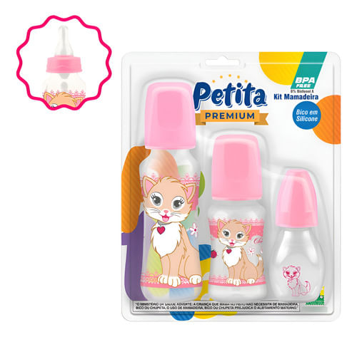 Kit Mamadeira Petita Bico de Silicone 240 ml 140 ml 60 ml