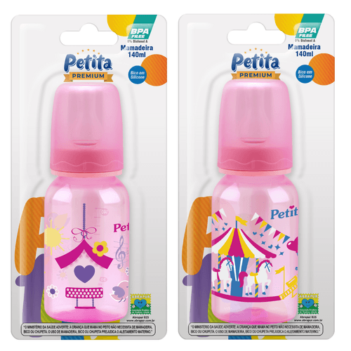 Mamadeira Sortidas bebe Menina Premium 140ML Bico Silicone Petita