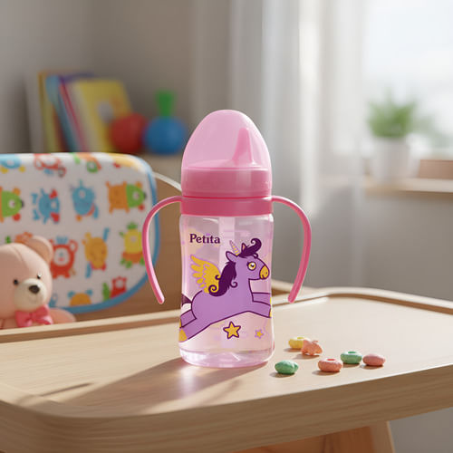 Copo de Treinamento C/ Alça e Bico Rígido 270ml Unicórnio