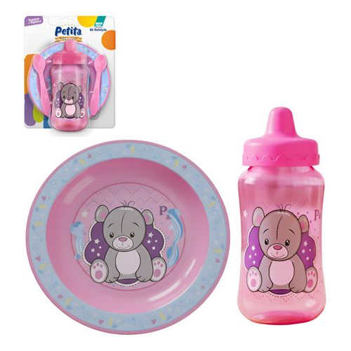 Kit Refeição Infantil Prato Copo de Treinamento Transição Com Válvula de fluxo