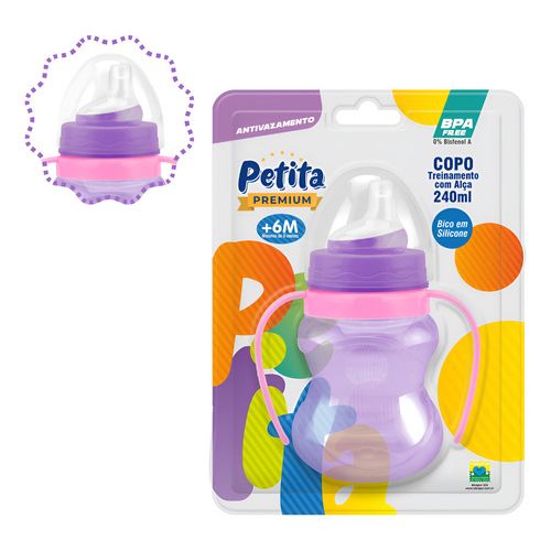 Copo de Treinamento com Relevo Alça e Bico de Silicone 240ml