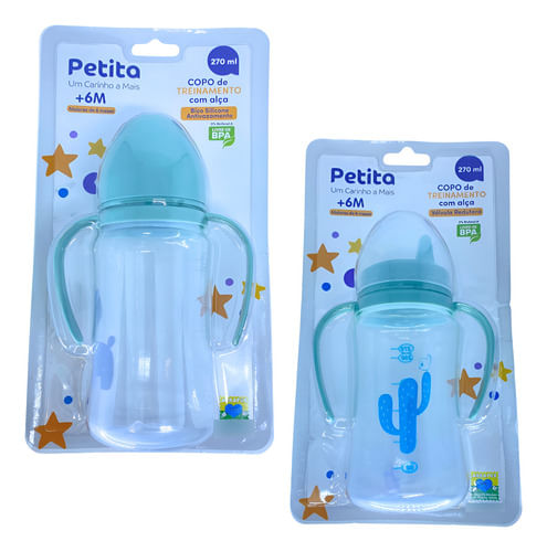 Kit 2 Copos Treinamento com Alça Bico Rígido e Macio 270ml