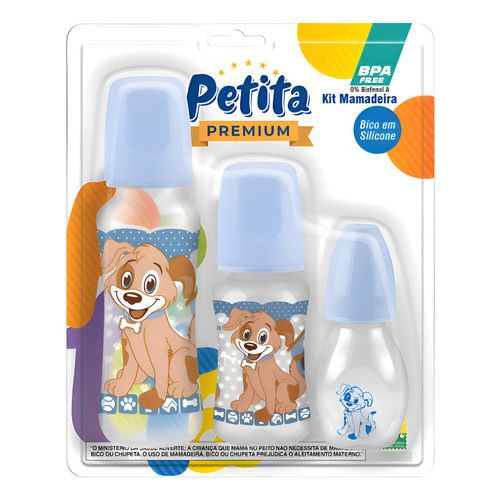 Kit 3 Mamadeira Petita Bico de Silicone 240 ml 140 ml 60 ml
